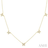 1/5 Ctw Butterfly Motif Round Cut Diamond Station Necklace in 14K Yellow Gold