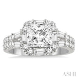 7/8 Ctw Diamond Semi-mount Engagement Ring in 14K White Gold