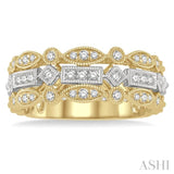 3/8 Ctw Two Tone Geometric Rows Round Cut Diamond Fashion Band in 14K Yellow and White Gold