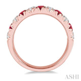 2.9 MM Ruby and 1/2 Ctw Round Cut Diamond Precious Wedding Band in 14K Rose Gold