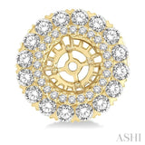 1 3/4 Ctw Circular Scalloped Edge Round Cut Diamond Earrings Jacket in 14K Yellow Gold