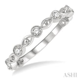 1/5 Ctw Lattice Marquise & Circular Mount Round Cut Diamond Stackable Band in 14K White Gold