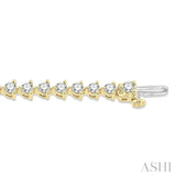 4 Ctw Round Cut Diamond 3-Prong Tennis Bracelet in 14K Yellow Gold