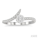1/4 Ctw Open-End Circular Mount Lovebright Round Cut Diamond Ladies Ring in 14K White Gold