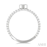 1/6 Ctw Bead Bijoux East-West Bezel Set Oval CutDiamond Stackable Petite Fashion Ring in 14K White Gold