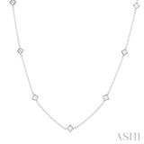 2 Ctw Princess Cut Diamond Station Necklace in 14K White Gold