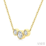 1/2 Ctw Past, Present & Future 3-Stone Bezel Set Round Cut Diamond Necklace in 14K Yellow Gold
