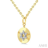 1/10 Ctw Star Of David Round Cut Diamond Pirouette Fluted Circle Medallion Pendant With Chain in Yellow Gold Vermeil