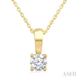 1/3 Ctw Prong Set Round Cut Diamond Solitaire Pendant With Chain in 14K Yellow Gold