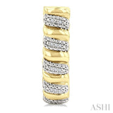 1/10 Ctw Bold Ribbed Swirl Round Cut Diamond Pirouette Fashion Half Hoop Earrings in Yellow Gold Vermeil