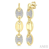 1/10 Ctw Bold Mariner Link Round Cut Diamond Fashion Earrings in Yellow Gold Vermeil