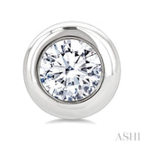 1/5 Ctw Bezel Set Round Cut Diamond Stud Earrings in 14K White Gold