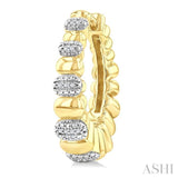 1/10 Ctw Bold Puffed Pod Rib Round Cut Diamond Fashion Hoop Earrings in Yellow Gold Vermeil