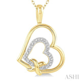 1/50 Ctw Round Cut Diamond Heart Pendant With Chain in Yellow Gold Vermeil