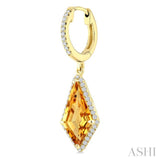 14X7 MM Evoque Gemstones Kite Shape Citrine and 1/3 Ctw Round Cut Diamond Semi-Precious Earrings in 14K Yellow Gold