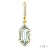 12X5 MM Evoque Gemstones Hexagon Shape Green Amethyst and 1/3 Ctw Round Cut Diamond Semi-Precious Earrings in 10K Yellow Gold