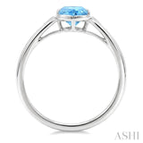 16X6 MM Evoque Gemstones Oval Shape Blue Topaz and 1/50 Ctw Round Cut Diamond Semi-Precious Ring in 10K White Gold