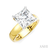 1/8 Ctw Princess Shape Round Cut Diamond Semi-Mount Engagement Ring in 14K Yellow and White Gold