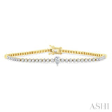 1 Ctw Pear and Round Cut Diamond Tennis Bracelet in 14K Yellow Gold