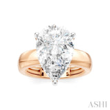 1/6 Ctw Pear Shape Round Cut Diamond Semi-Mount Engagement Ring in 14K Rose and White Gold