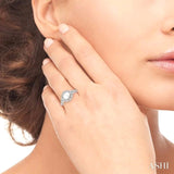 6.5 MM Cultured Pearl and 1/8 Ctw Round Cut Diamond Ring in 10K White Gold