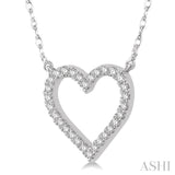 1/6 Ctw Heart Shape Round Cut Diamond Pendant With Chain in 10K White Gold