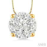 1/4 ctw Lovebright Round Cut Diamond Pendant in 14K Yellow and White Gold with Chain