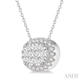 1/2 ctw Oval Shape Lovebright Round Cut Diamond Pendant in 14K White Gold