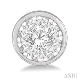 1/2 Ctw Medallion Lovebright Round Cut Diamond Bezel Stud Earring in 14K White Gold