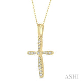 1/10 ctw Cross Charm Round Cut Diamond Petite Pendant in 10K Yellow Gold