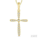 1/10 ctw Cross Charm Round Cut Diamond Petite Pendant in 10K Yellow Gold