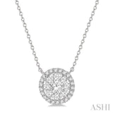 3/4 Ctw Circular Round Cut Diamond Lovebright Pendant With Chain in 14K White Gold