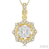 1/4 Ctw Star Lattice Lovebright Round Cut Diamond Pendant With Chain in 14K Yellow and White Gold