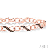 1/4 ctw Round cut Champagne Brown Diamond Infinity Bracelet in 10K Rose Gold