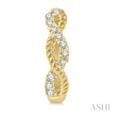 1/10 Ctw Split & Twisted Rope and Single Cut Diamond Huggie Petite Earrings in 10K Yellow Gold