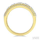 3/8 ctw Lattice Two Tone Round Cut Diamond Fashion Ring in 14K Yellow and White Gold