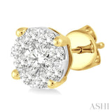 1 ctw Lovebright Round Cut Diamond Stud Earrings in 14K Yellow and White Gold