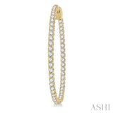 3 Ctw Inside-Out Round Cut Diamond 1 1/2 Inch Hoop Earrings in 14K Yellow Gold