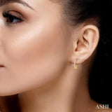 1 ctw Baguette and Round Cut Diamond Fashion Hoop Earring in 14K Yellow Gold