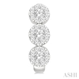 7/8 Ctw Lovebright Round Cut Diamond Half Hoop Earring in 14K White Gold