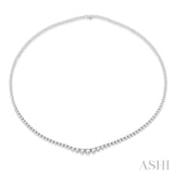 7 Ctw Riviera Round Cut Diamond Necklace in 14K White Gold