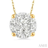 1/8 ctw Lovebright Round Cut Diamond Pendant in 14K Yellow and White Gold with Chain