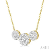 2 ctw 3-Stone Lovebright Round Cut Diamond Necklace in 14K Yellow and White Gold