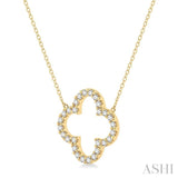 3/4 Ctw Clover Round Cut Diamond Pendant With Chain in 14K Yellow Gold