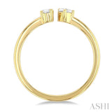 1/3 Ctw Toi Et Moi Oval and Pear Cut Diamond Open Fashion Ring in 14K Yellow Gold