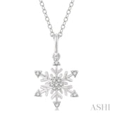 1/10 Ctw Petite Snowflake Round Cut Diamond Fashion Pendant With Chain in 10K White Gold