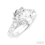 1/2 Ctw Oval Shape Trillion Cut & Round Cut Diamond Semi Mount Engagement Ring in 14K White Gold