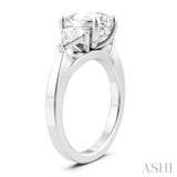 1/2 Ctw Oval Shape Trillion Cut & Round Cut Diamond Semi Mount Engagement Ring in 14K White Gold
