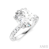 1/3 Ctw Oval Shape Round Cut Diamond Semi Mount Engagement Ring in 14K White Gold