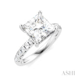 1/3 Ctw Princess Shape Round Cut Diamond Semi Mount Engagement Ring in 14K White Gold